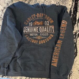 Harley-Davidson Charcoal Hoodie with Burnt Orange Accents